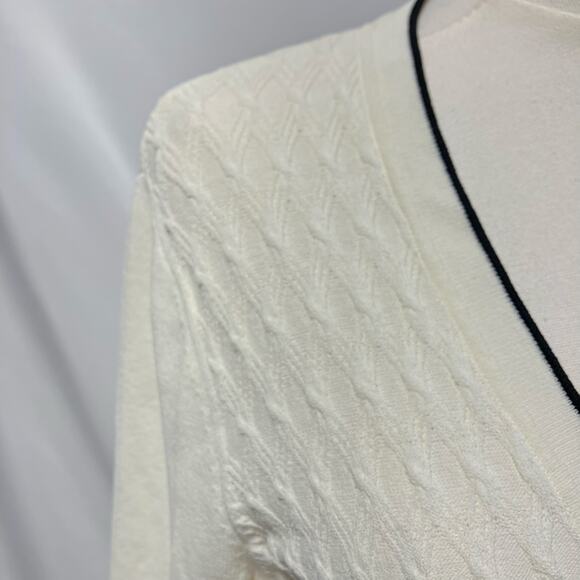 Emma & James V-neck Button‎ Front Cardigan Womens L cable knit White classic - Picture 10 of 12